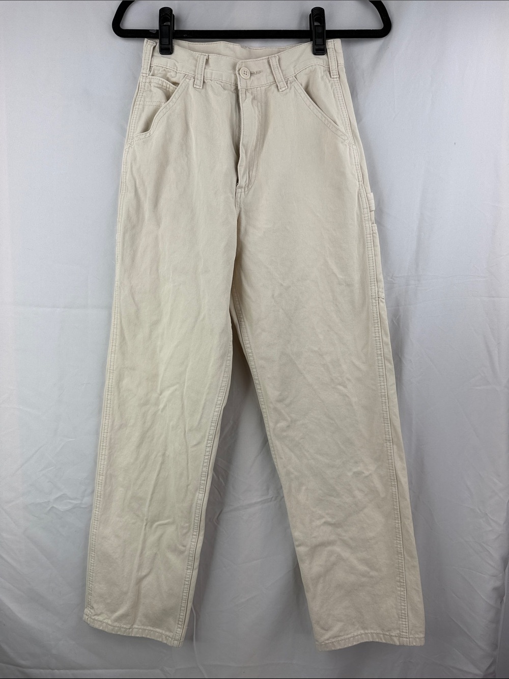 Brandy Melville J Galt Womens Juniors Size M Cream Carpenter Cotton Pants